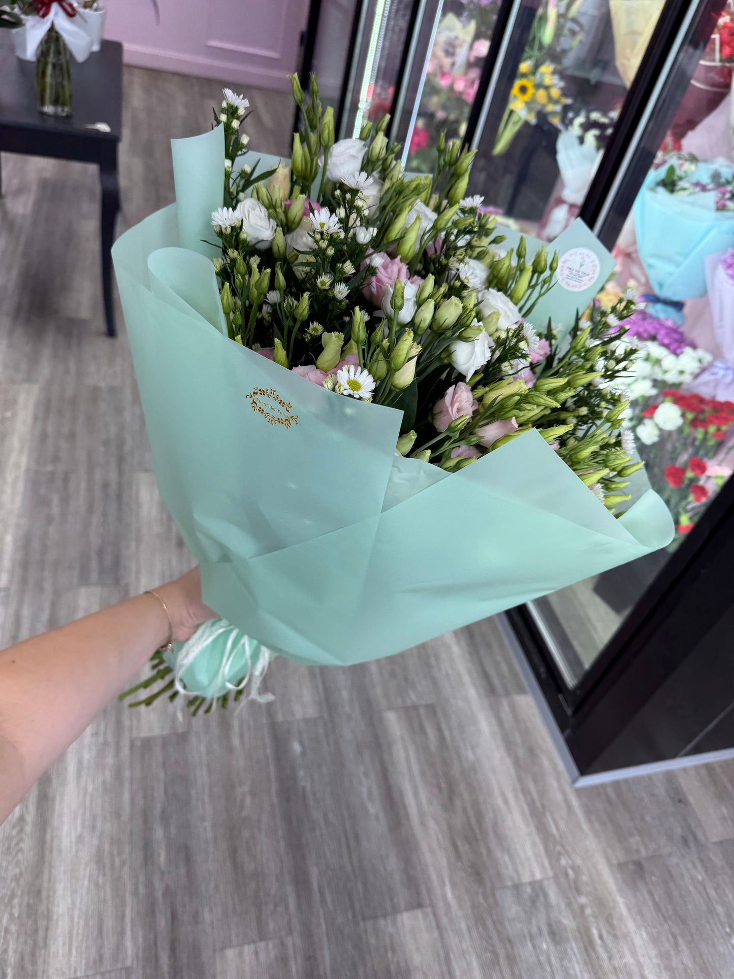 Lisianthum and monte casino bouquet
