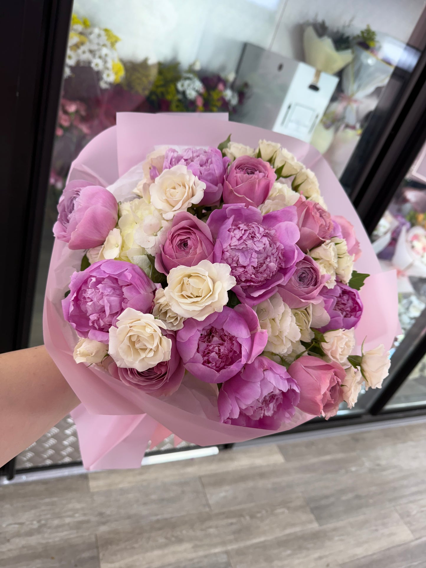 Peony roses and peony flower
