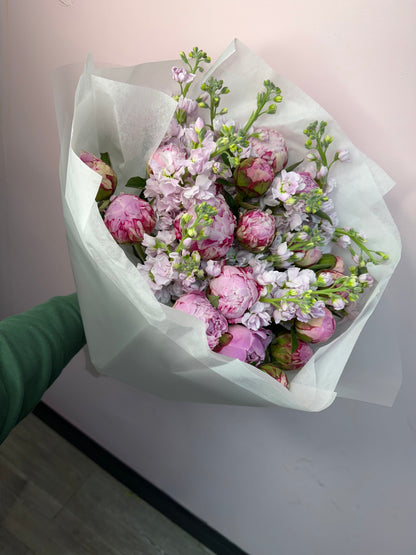 Pink Peony and Stock Bouquet