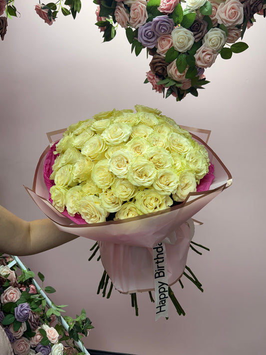 51 White Roses (same day delivery)