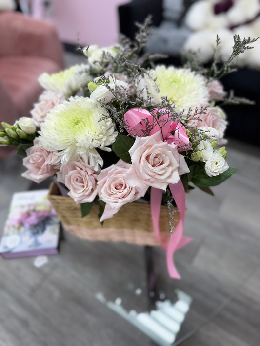 Pink escimo on a basket