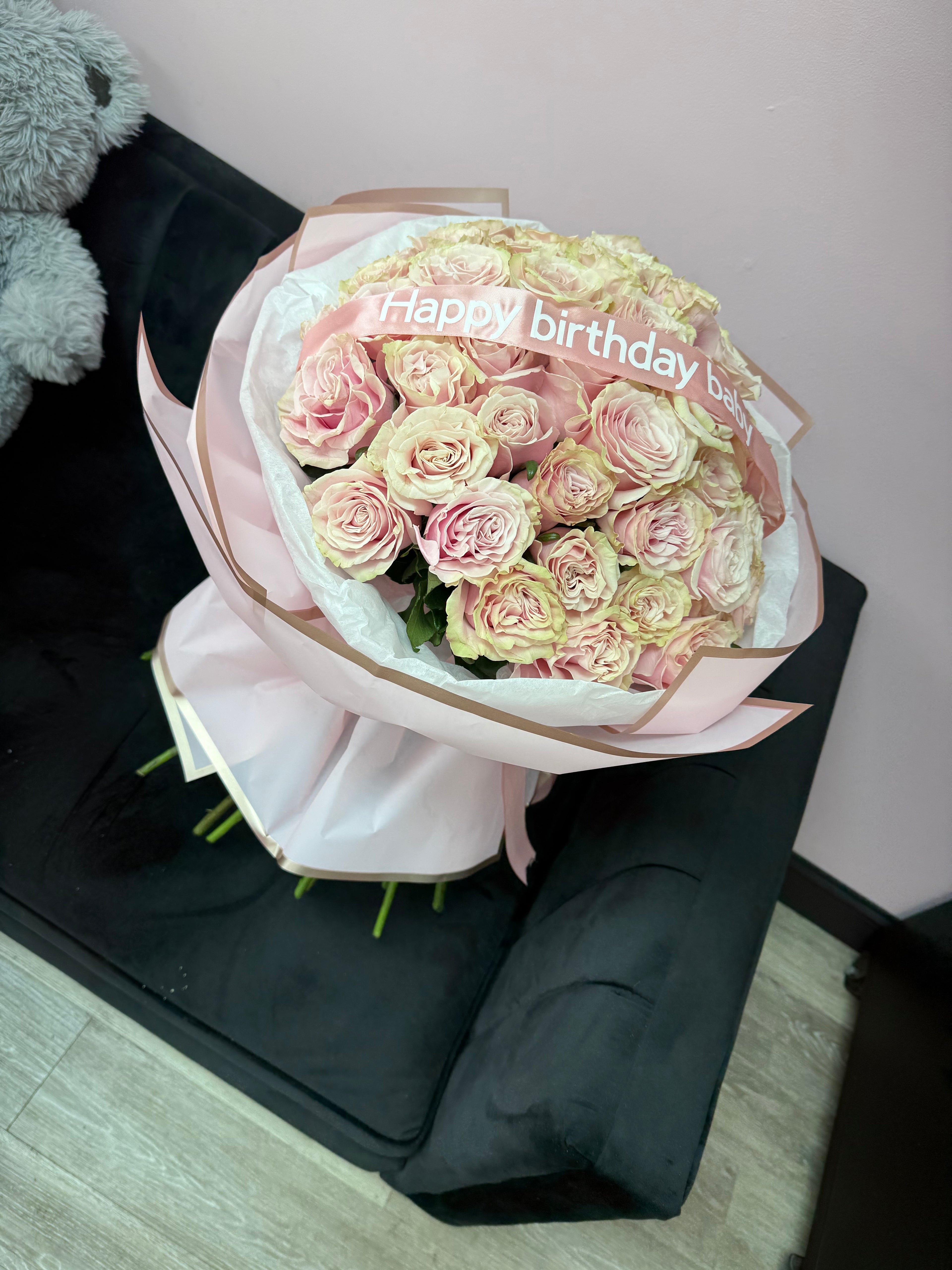 51 Pink Roses + Ribbon