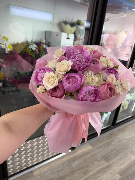 Peony roses and peony flower